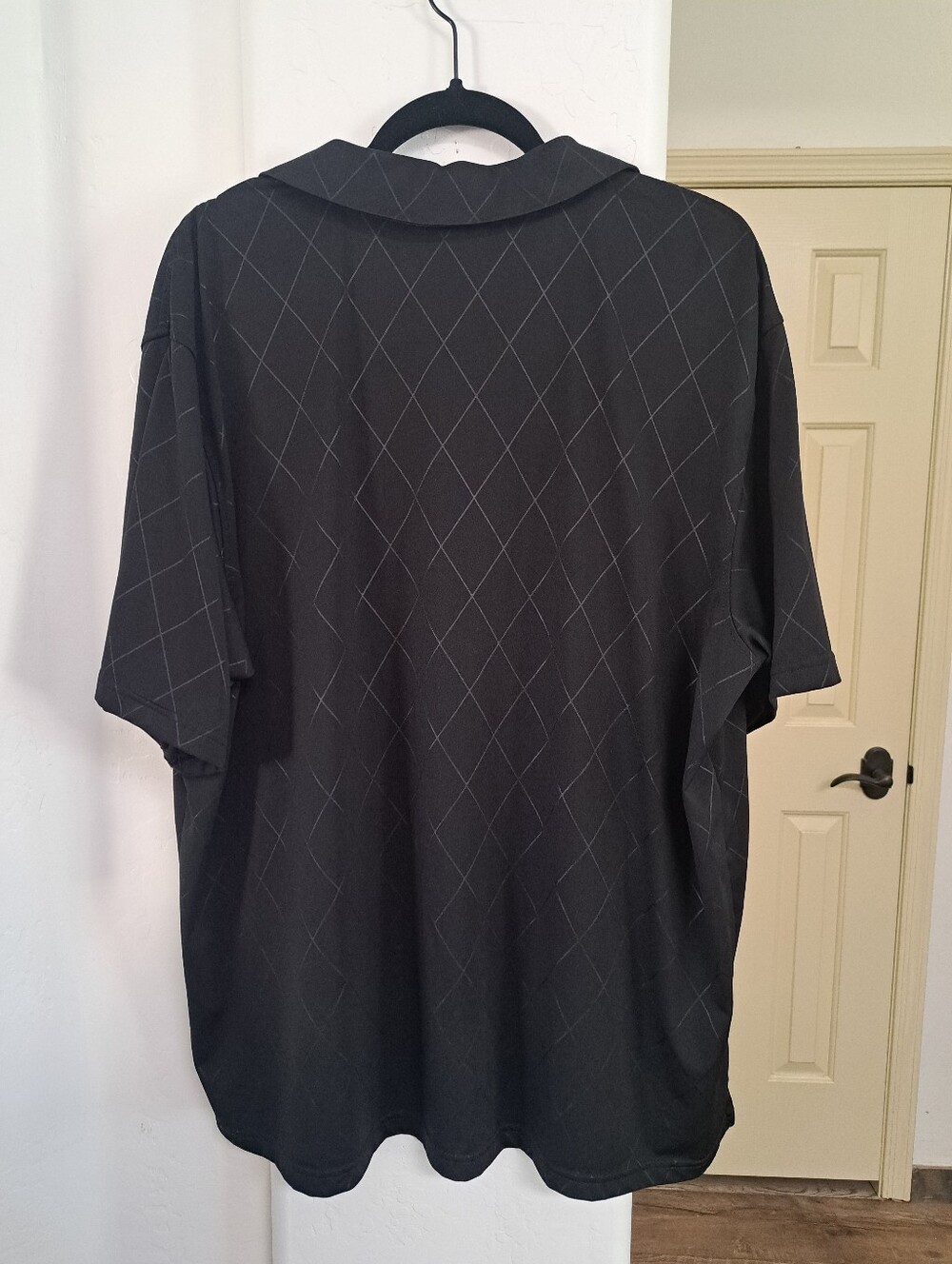 George Black Polo with Subtle Gray Diamond Grid Size 2XL - Picture 3 of 5